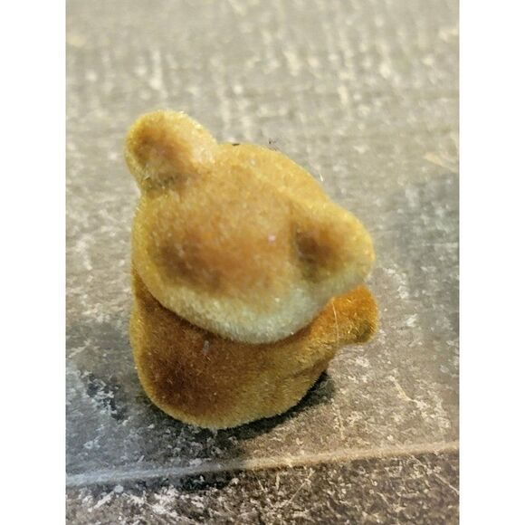 Flocked mini‎ brown teddy bear toy figure - Picture 3 of 3